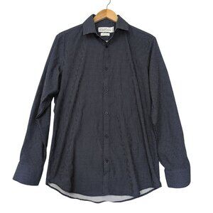 Mizzen Main Leeward Shirt Mens S Trim Fit Blue White Dot Button Up‎ Long Sleeve